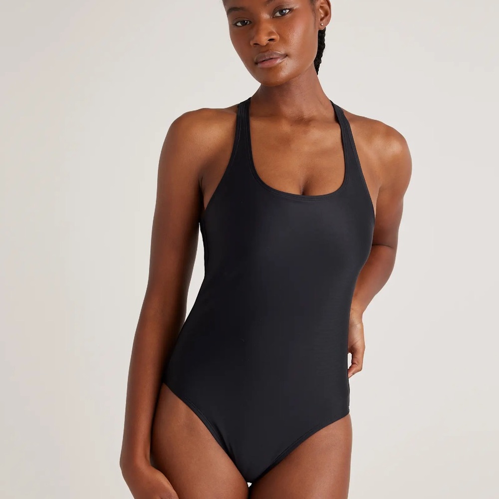 Quince Italian Cross-Back One-Piece Swimsuit - Black - Size L - NWT - Picture 8 of 16